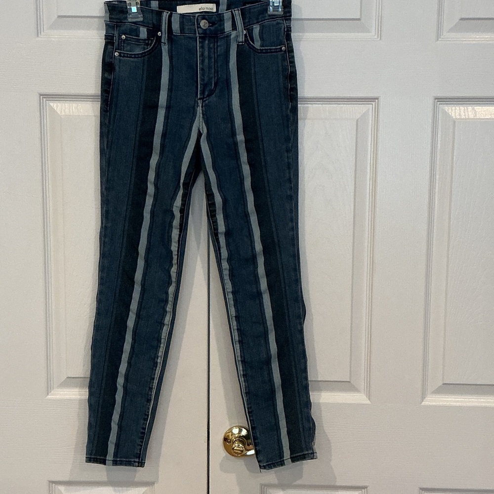 Ella Moss Dark and Light Blue Striped Skinny Jeans